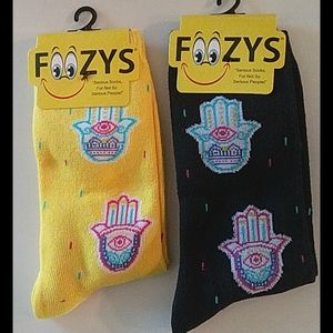 Foozys socks 2 pair item #138 Palm Reader Only yellow available.